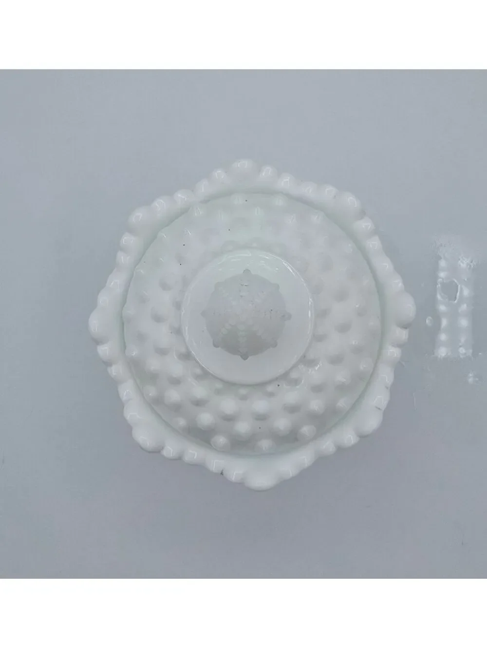 Vintage Fenton White Milk Glass Hobnail Lidded Jar with Finial MCM